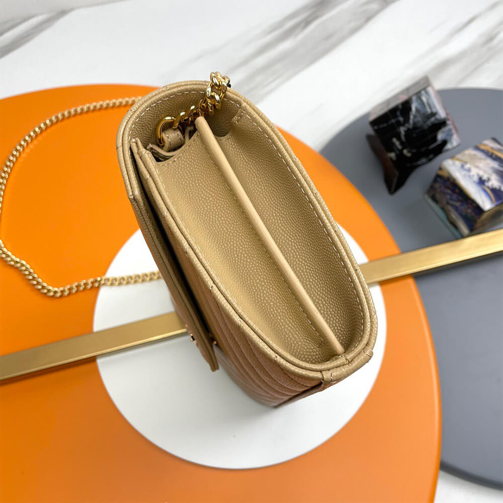 YSL classic cassandre chain wallet in grain de poudre leather