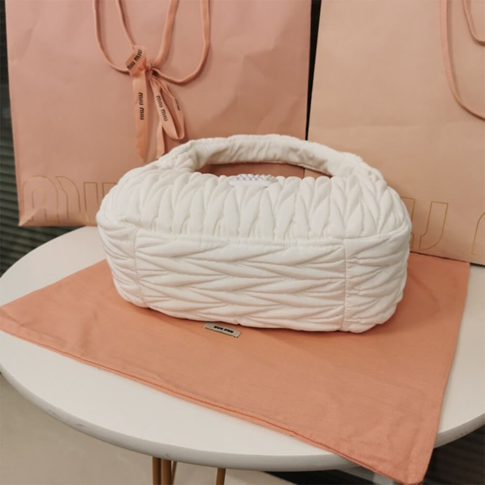 Miu Wander matelasse regenerated nylon hobo bag