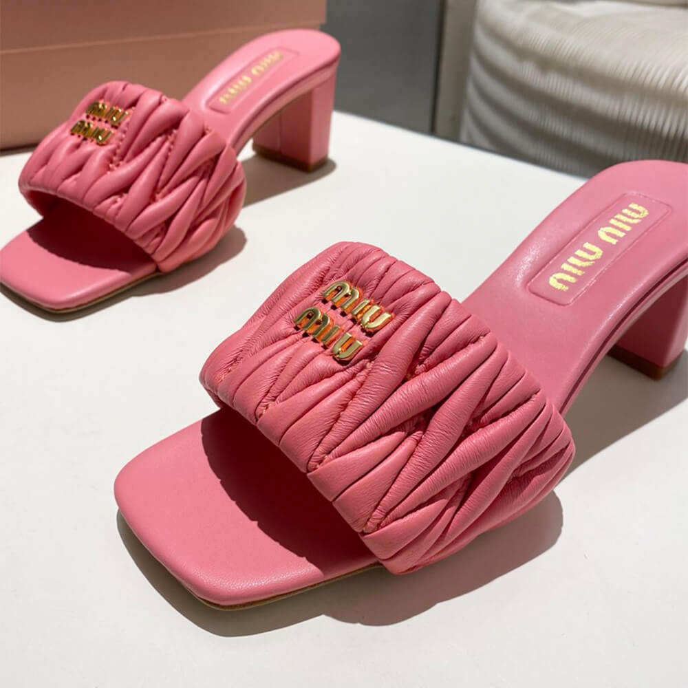 MiuMiu Matelass?? nappa leather slides