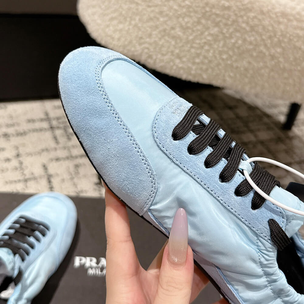 PRADA Collapse Re-Nylon and suede elasticized sneakers