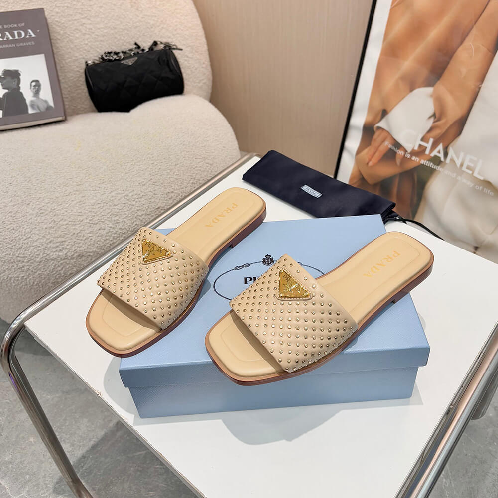 Prada Nappa leather slides with studs