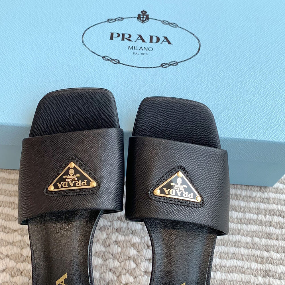 Prada Saffiano patent leather sandals