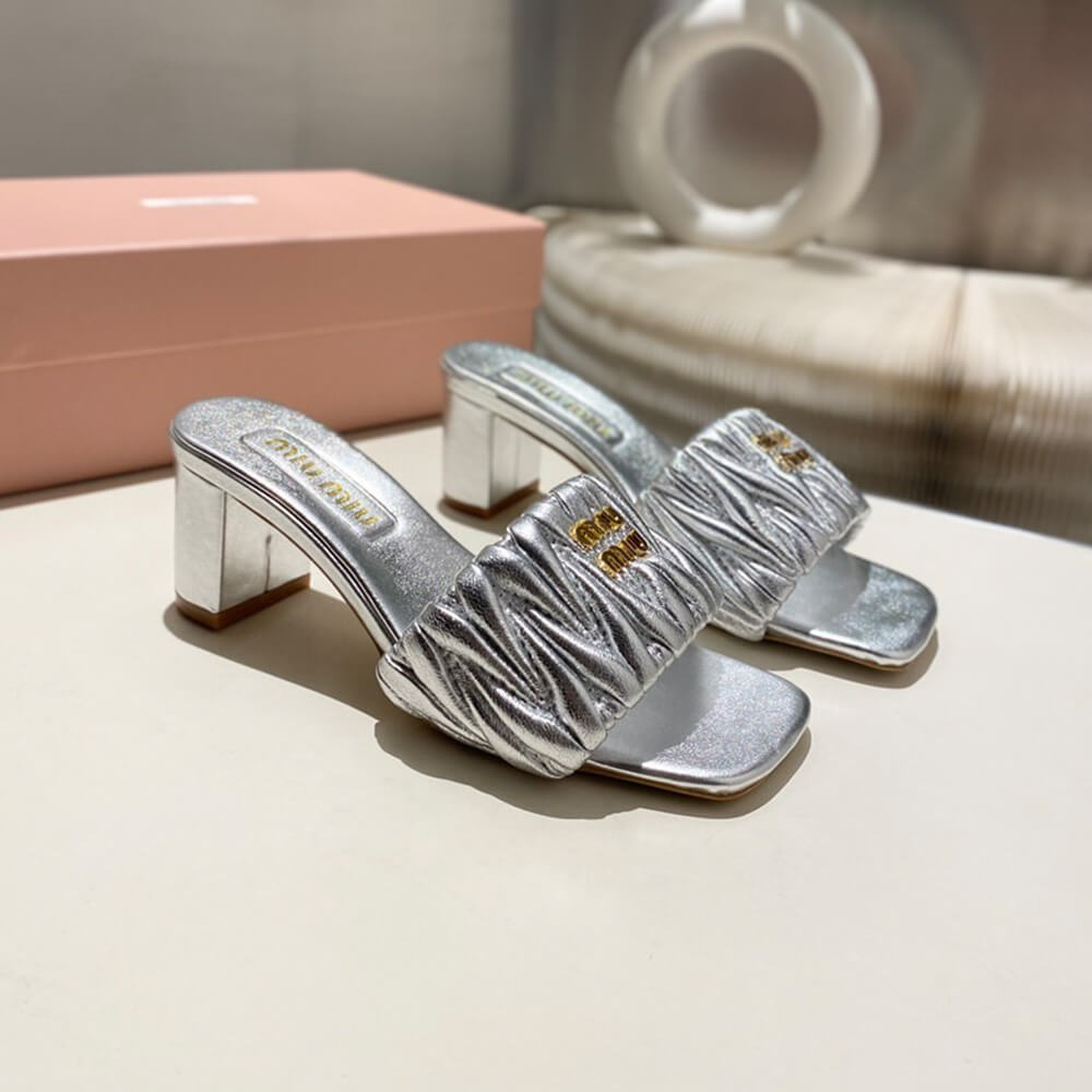 MiuMiu Matelass?? nappa leather slides
