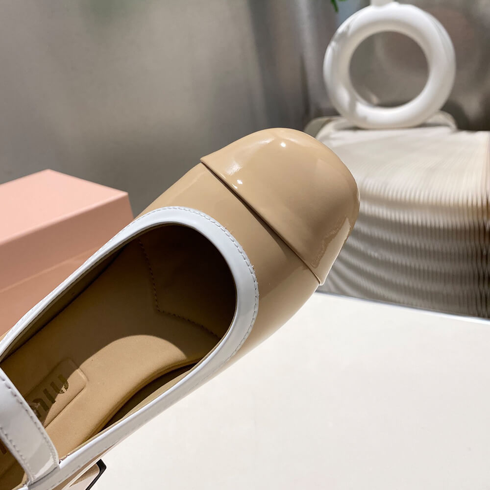 MiuMiu Two-tone patent leather Mary Jane pumps