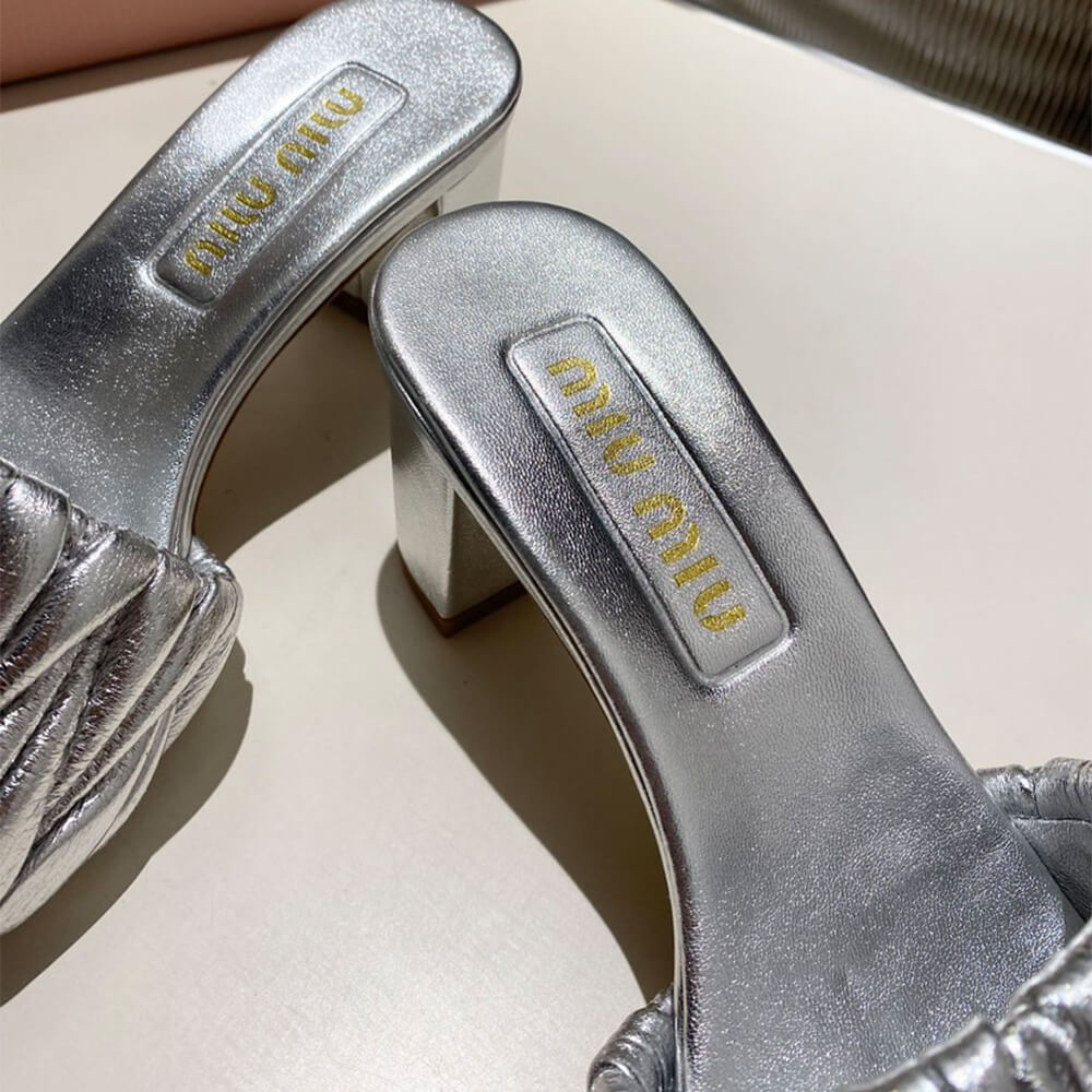 MiuMiu Matelass?? nappa leather slides