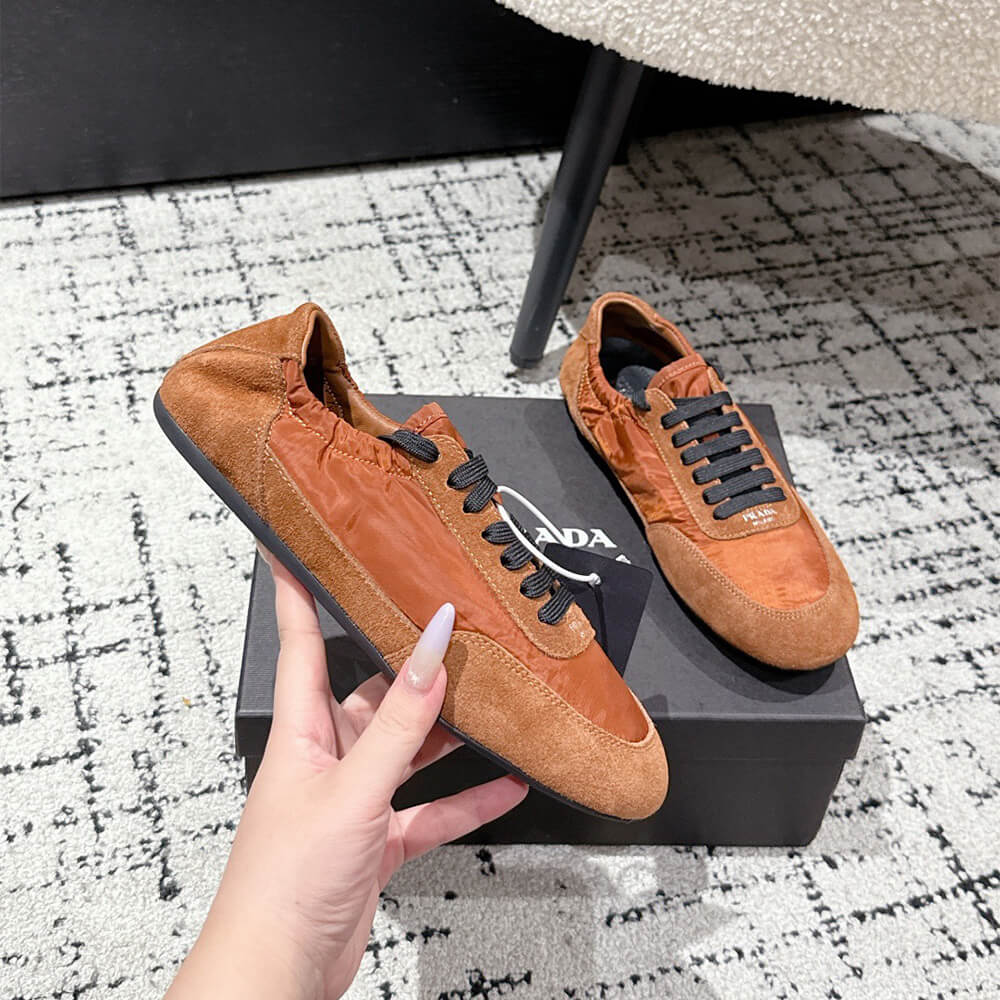 PRADA Collapse Re-Nylon and suede sneakers