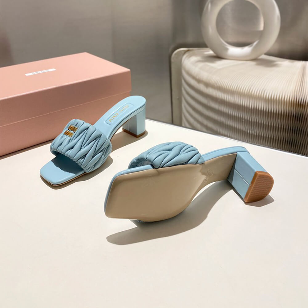 MiuMiu Matelass?? nappa leather slides