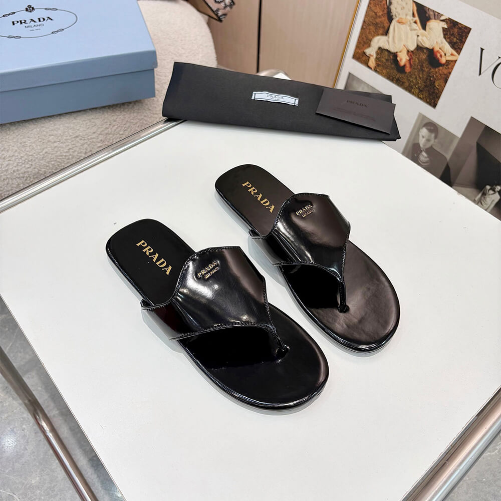 Prada Brushed leather thong sandals