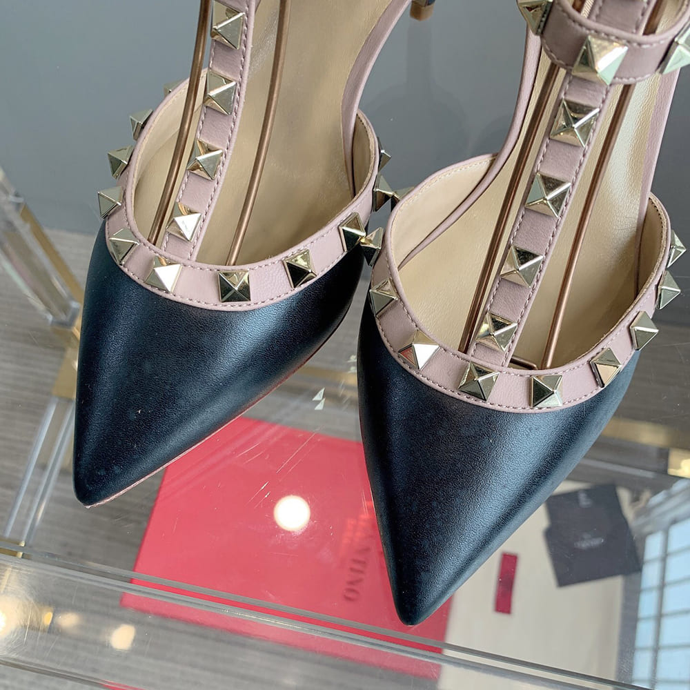 VALENTINO ROCKSTUD Wrap-around ankle strap rivet high heels (heel height 6.5 cm)