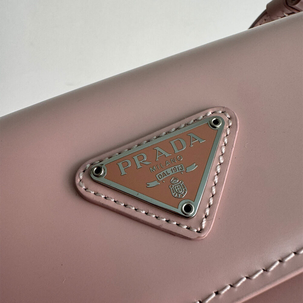 Small Prada Cleo brushed leather shoulder bag with flap