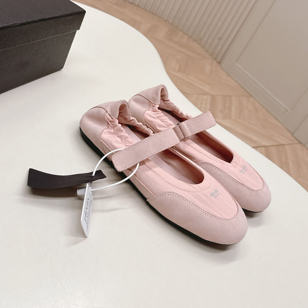 PRADA Re-Nylon and suede ballet flats