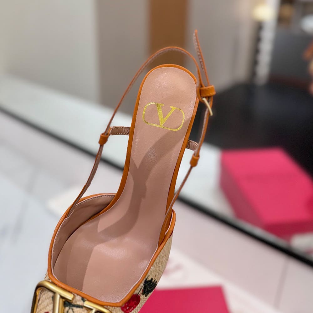 VALENTINO VLOGO SIGNATURE cherry pattern jacquard lace-up high heels (heel height 5cm|8cm)