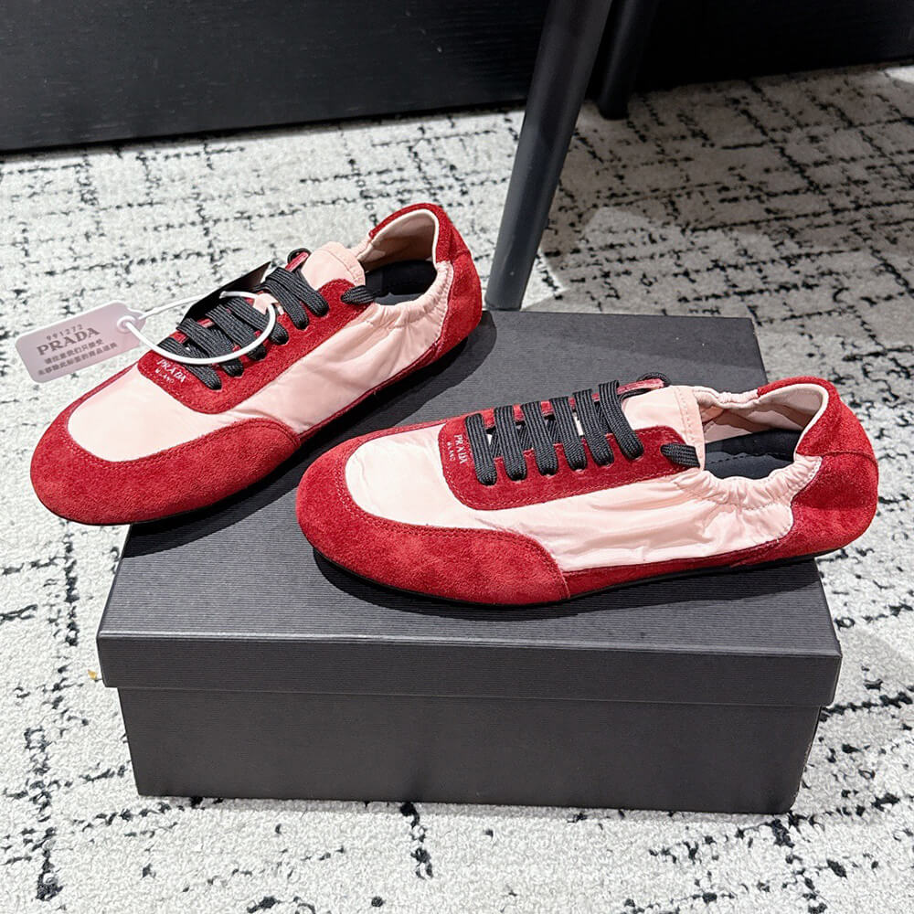 PRADA Collapse Re-Nylon and suede elasticized sneakers