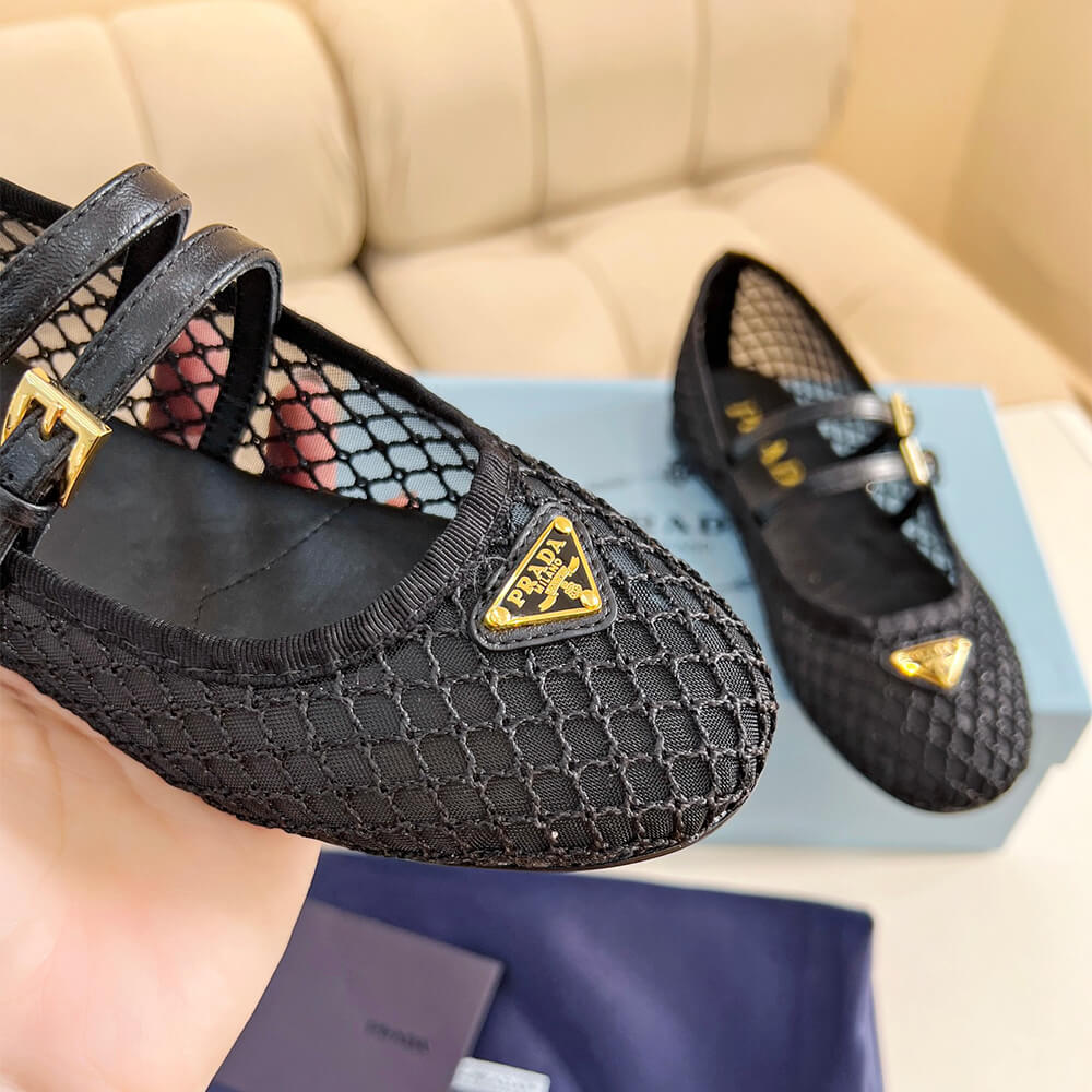 PRADA Mesh fabric ballerinas