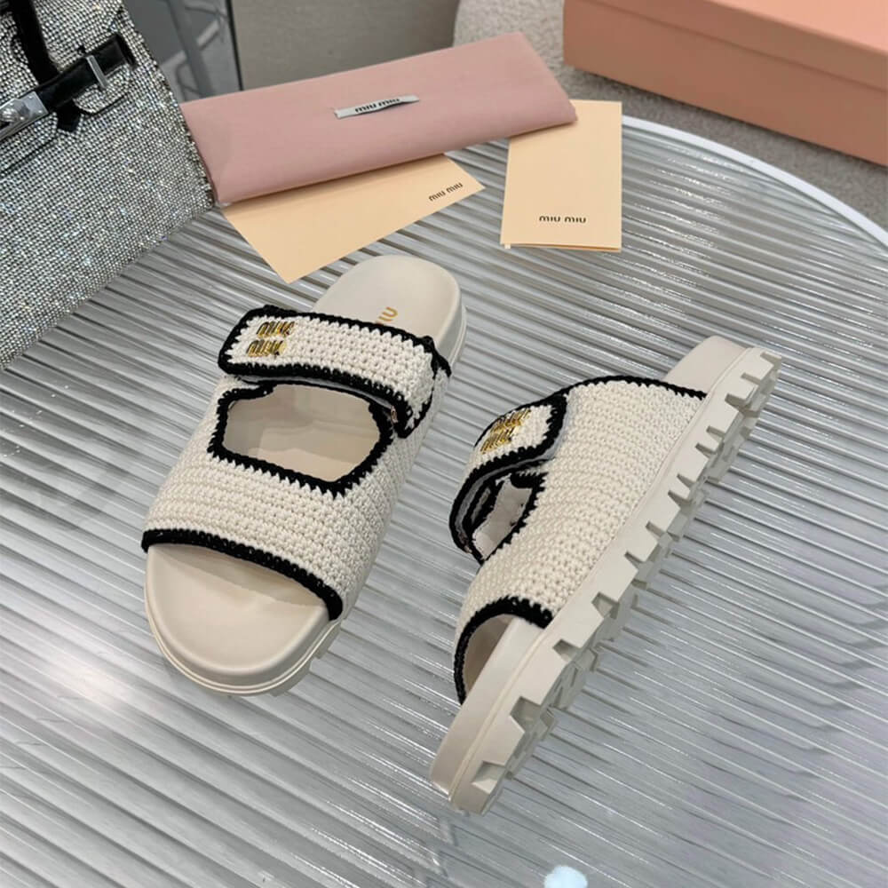 MiuMiu Crochet knit slides