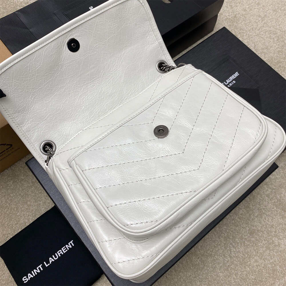 YSL NIKI MEDIUM IN CRINKLED VINTAGE LEATHER(HIGH-END GRADE)