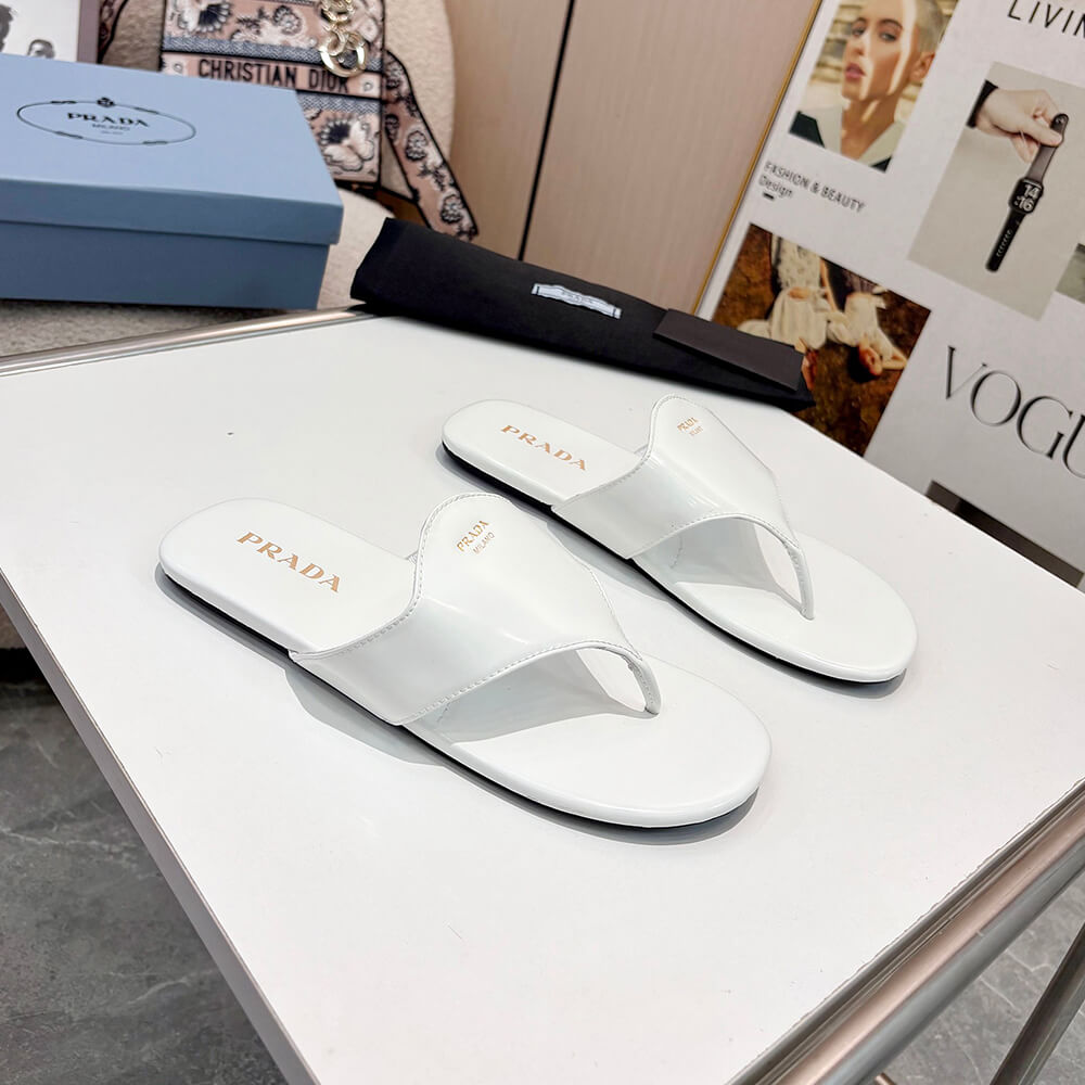 Prada Brushed leather thong sandals