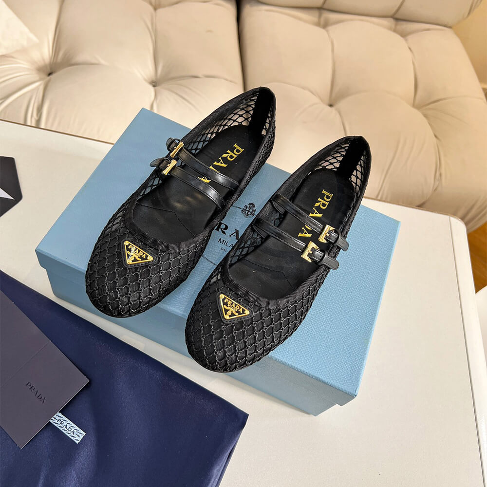 PRADA Mesh fabric ballerinas