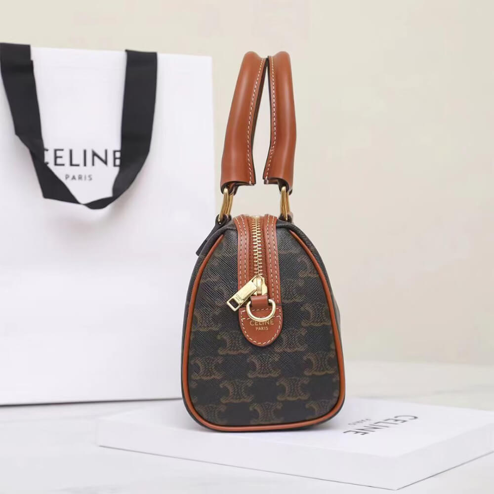 CELINE Small Boston IN Triomphe Canvas and calfskin