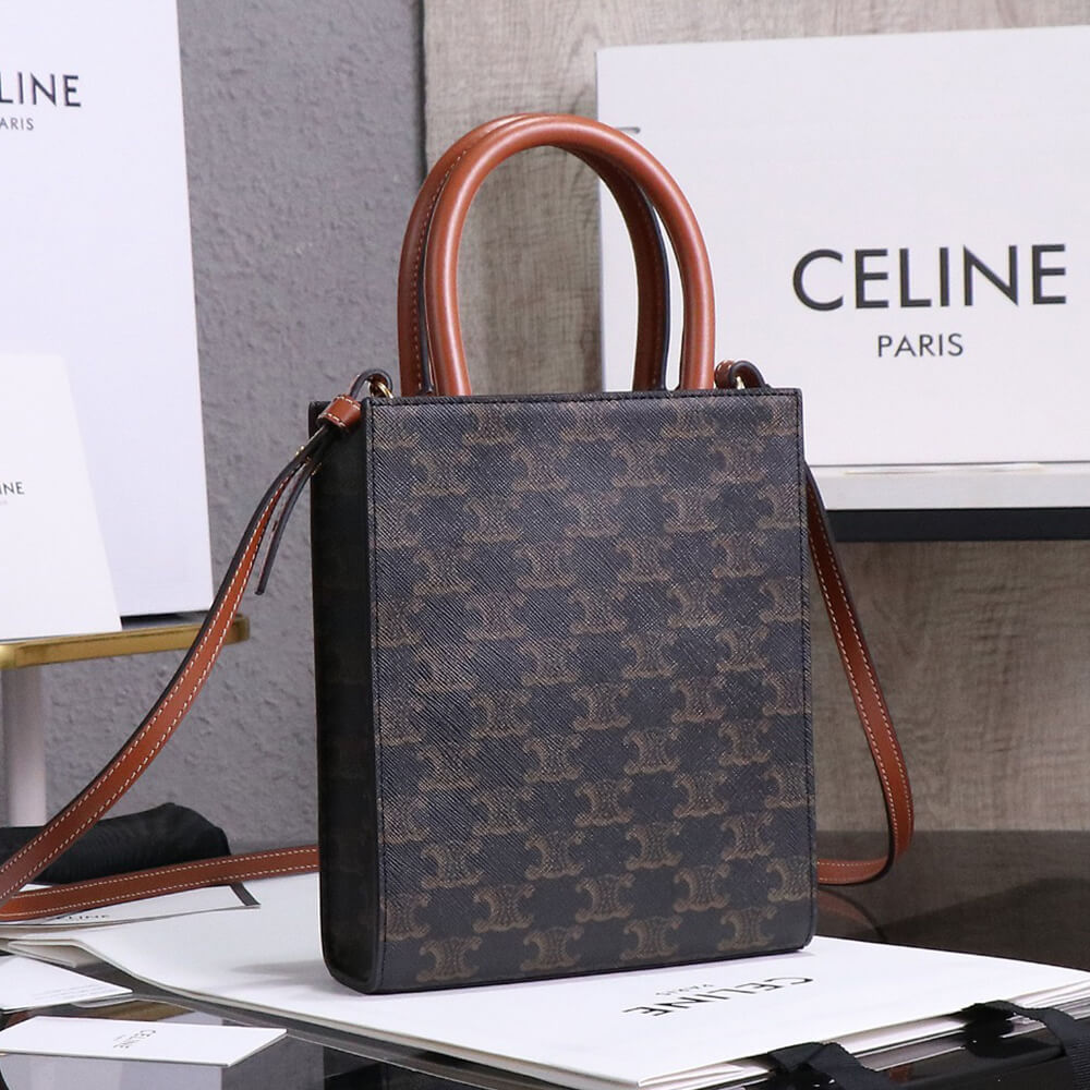 CELINE Mini Vertical Cabas IN Triomphe Canvas with Celine print